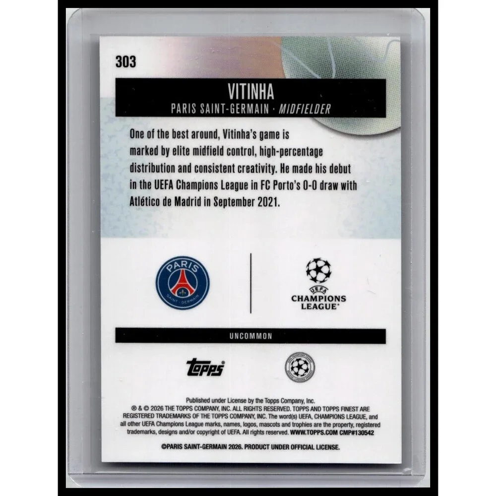 2025-26 Finest UEFA Vitinha #303 Paris Saint-Germain Purple Checkerboard /99